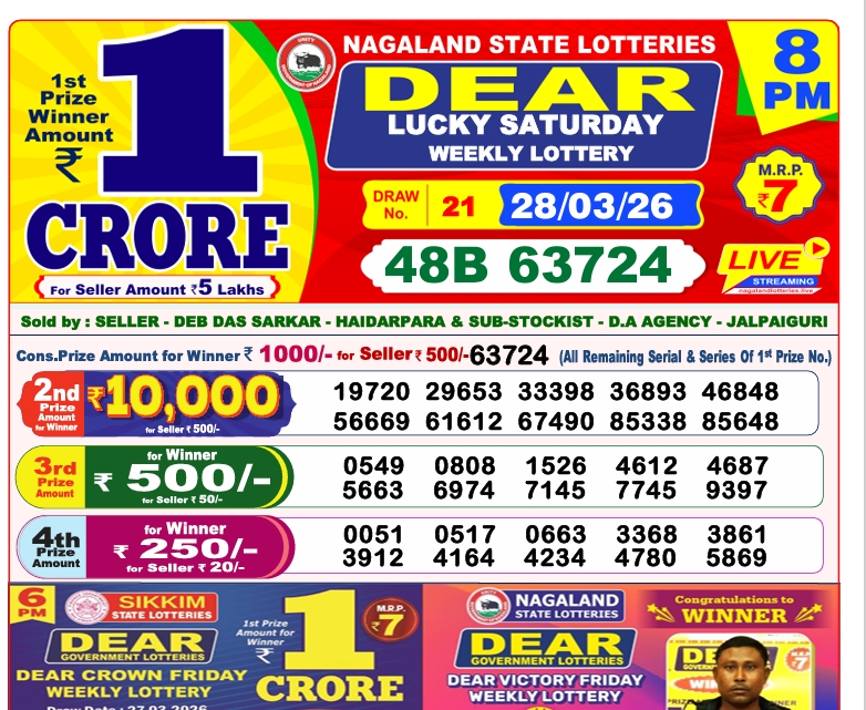 Nagaland State Lottery Result 8 PM