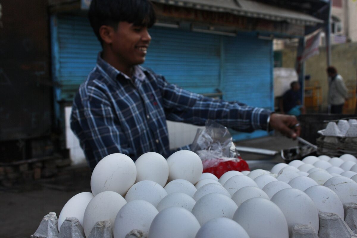 A busy lane in Chandni Chowk, Old Delhi