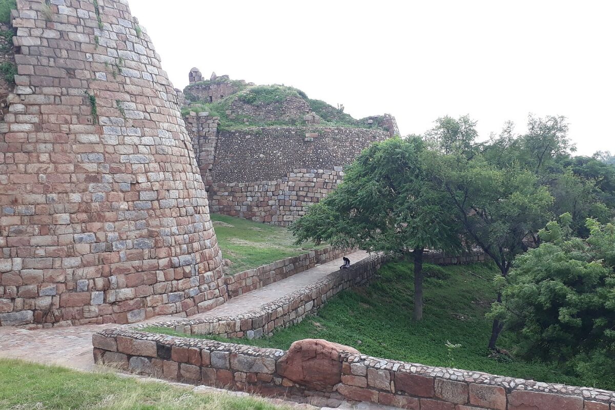 Ruined walls of Tughlaqabad Fort in south Delhi